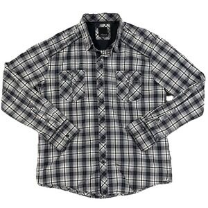 7 Diamonds‎ XL Long Sleeve Button Up Gray Cotton Plaid Button Up Shirt